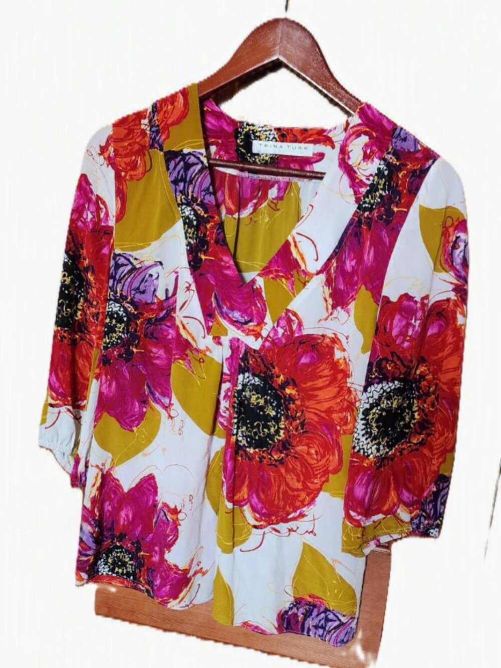Trina Turk Boho Pure Silk Blouse. Medium